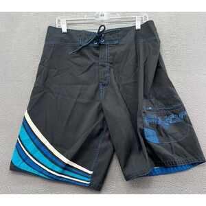 Flyer Board Shorts Mens 36 Black Blue White Striped Swim Trunks  Pocket